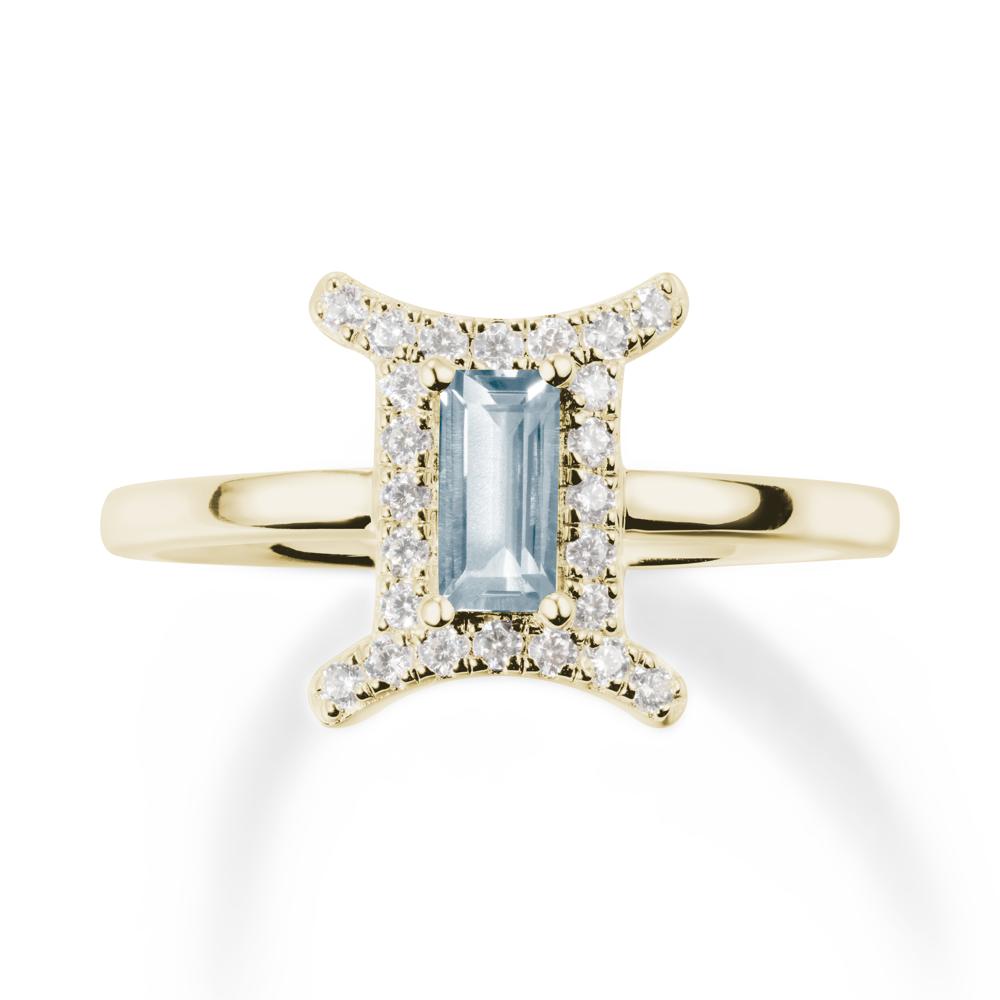 Aquamarine Gemini Zodiac Halo Ring-Kind & Curious - LUO Jewelry #metal_14k yellow gold
