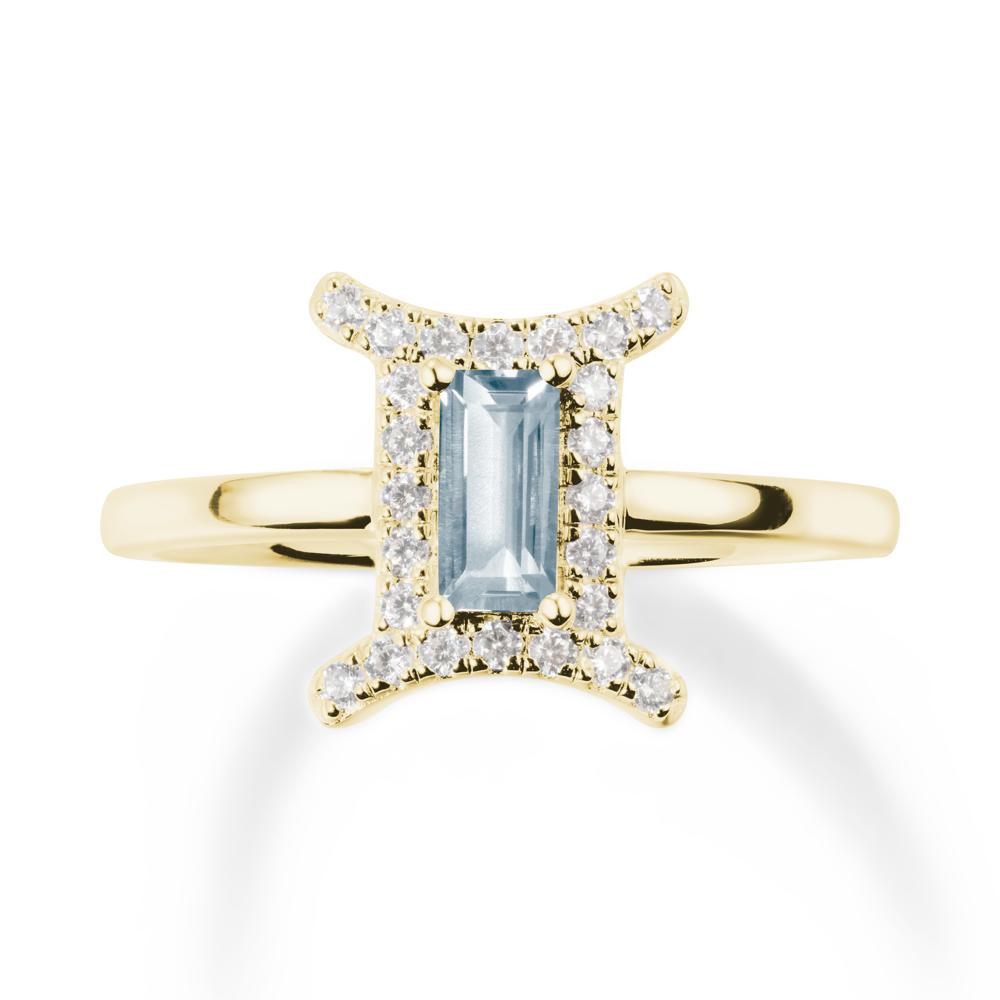 Aquamarine Gemini Zodiac Halo Ring-Kind & Curious - LUO Jewelry #metal_18k yellow gold