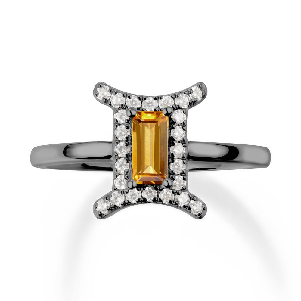 Baguette Citrine Ring In 14K Yellow Gold - LUO Jewelry #metal_black finish sterling silver