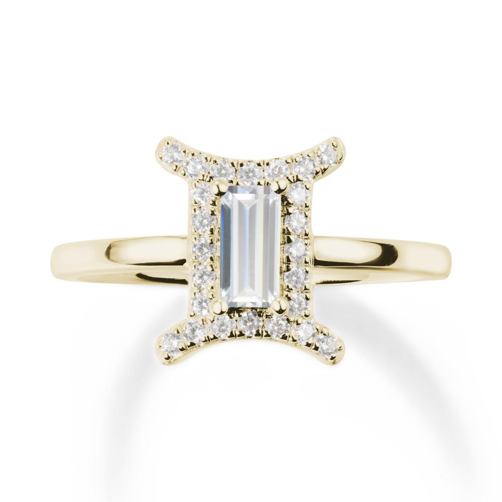 Cubic Zirconia Gemini Zodiac Halo Ring-Kind & Curious - LUO Jewelry #metal_14k yellow gold