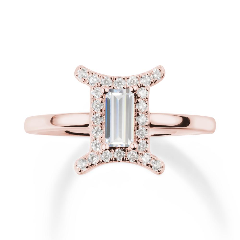 Cubic Zirconia Gemini Zodiac Halo Ring-Kind & Curious - LUO Jewelry #metal_18k rose gold