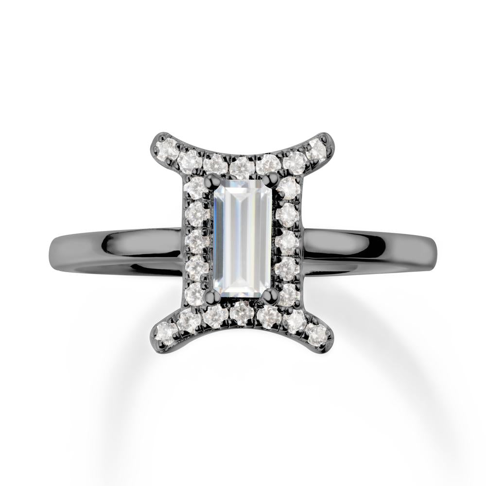Cubic Zirconia Gemini Zodiac Halo Ring-Kind & Curious - LUO Jewelry #metal_black finish sterling silver
