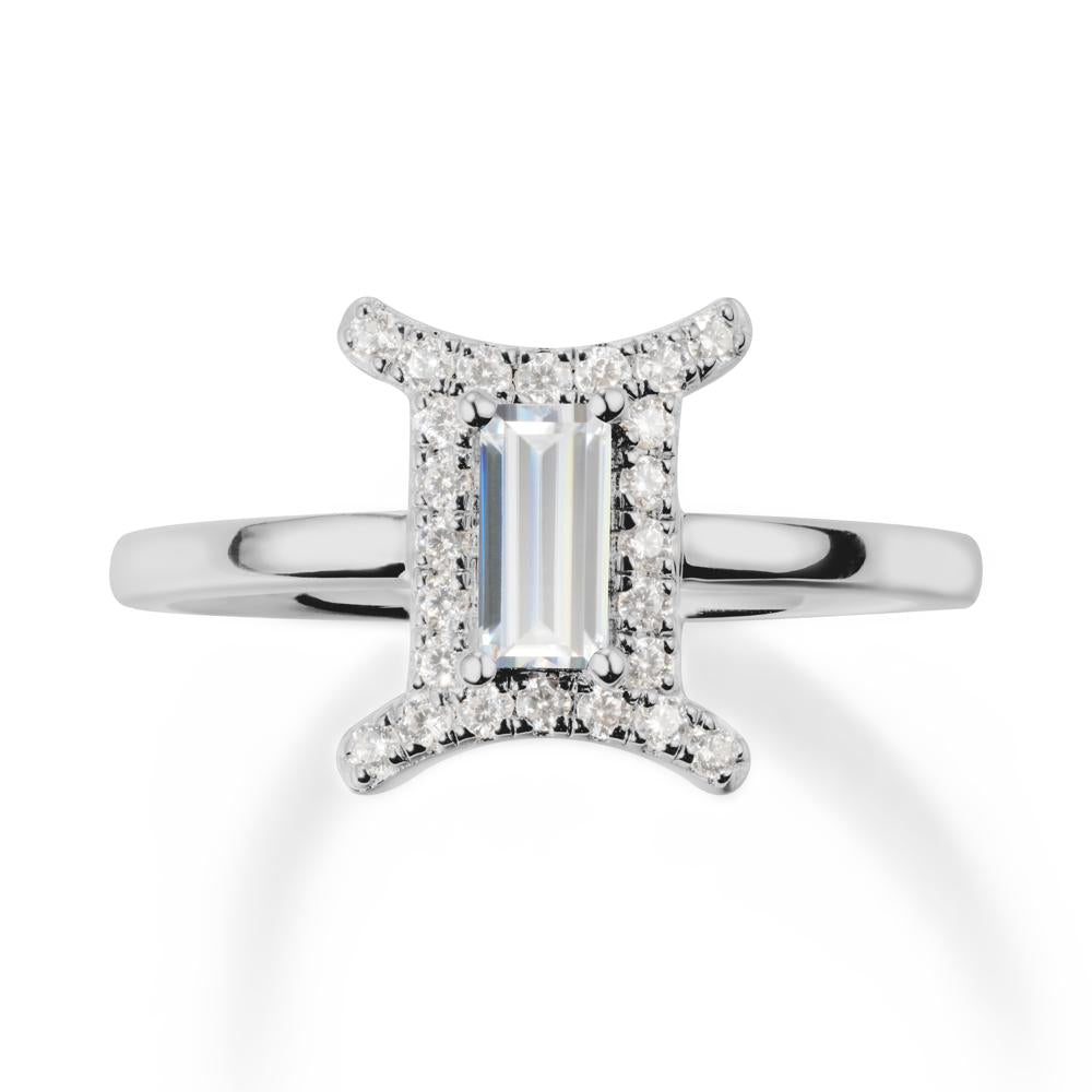 Cubic Zirconia Gemini Zodiac Halo Ring-Kind & Curious - LUO Jewelry #metal_platinum