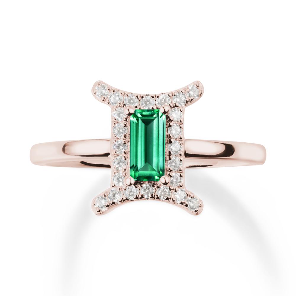 Baguette Emerald Ring In 14K Yellow Gold - LUO Jewelry #metal_14k rose gold