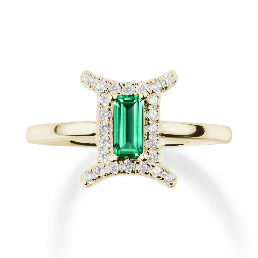 Baguette Emerald Ring In 14K Yellow Gold - LUO Jewelry #metal_14k yellow gold