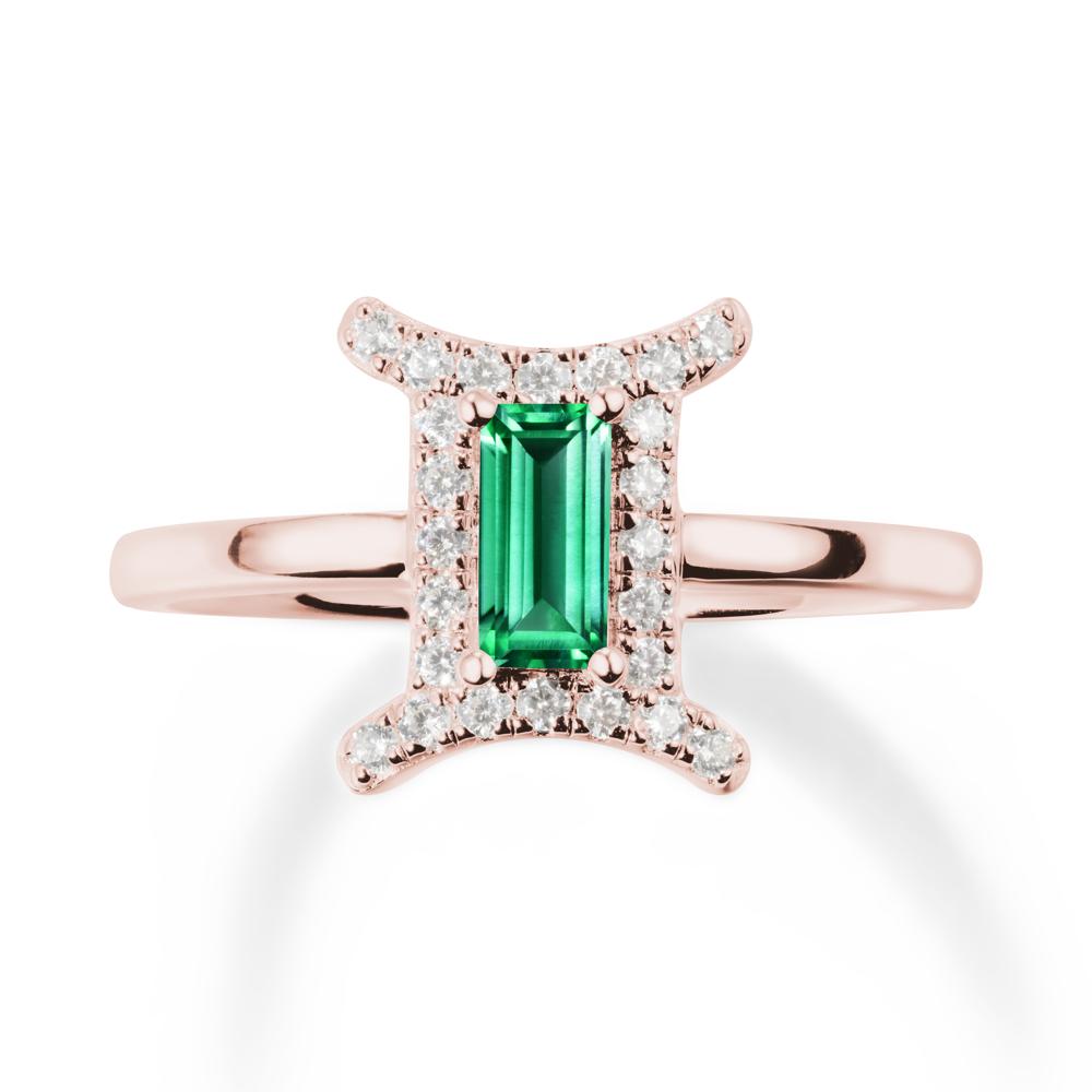 Baguette Emerald Ring In 14K Yellow Gold - LUO Jewelry #metal_18k rose gold