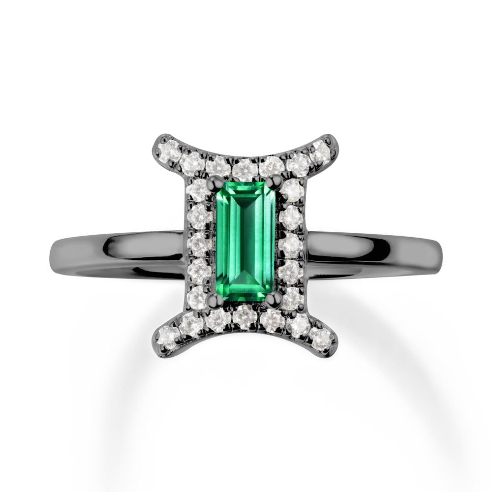 Baguette Emerald Ring In 14K Yellow Gold - LUO Jewelry #metal_black finish sterling silver