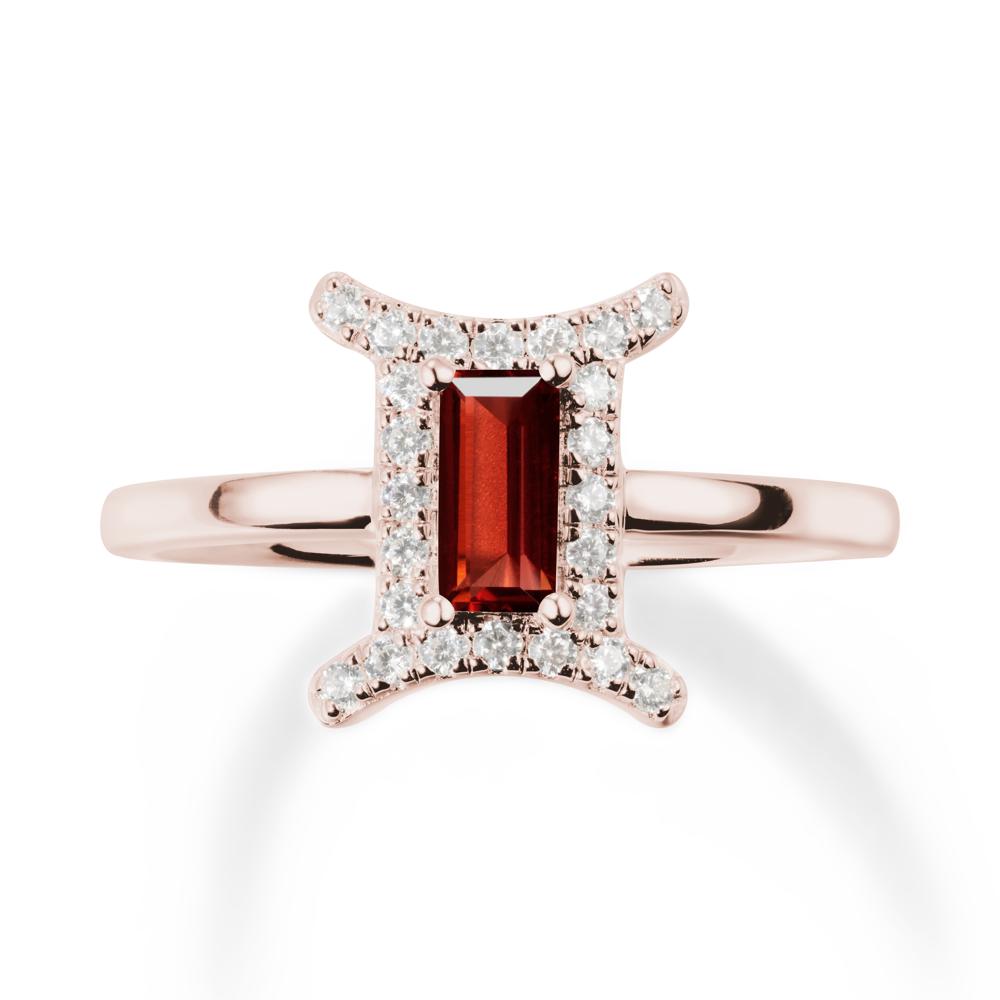 Garnet Gemini Zodiac Halo Ring-Kind & Curious - LUO Jewelry #metal_14k rose gold