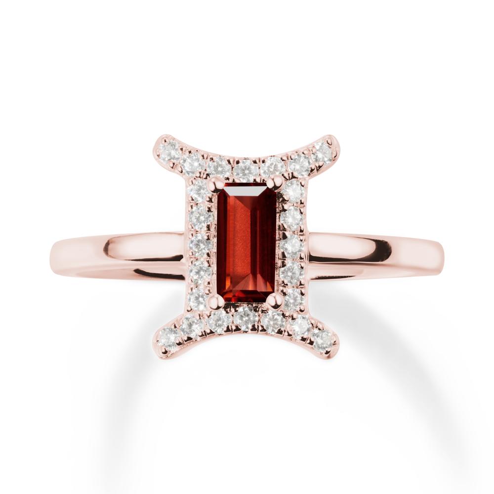 Garnet Gemini Zodiac Halo Ring-Kind & Curious - LUO Jewelry #metal_18k rose gold
