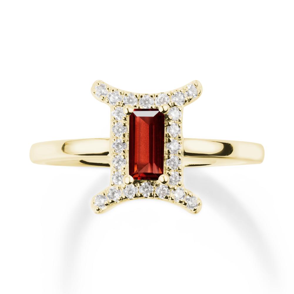 Garnet Gemini Zodiac Halo Ring-Kind & Curious - LUO Jewelry #metal_18k yellow gold