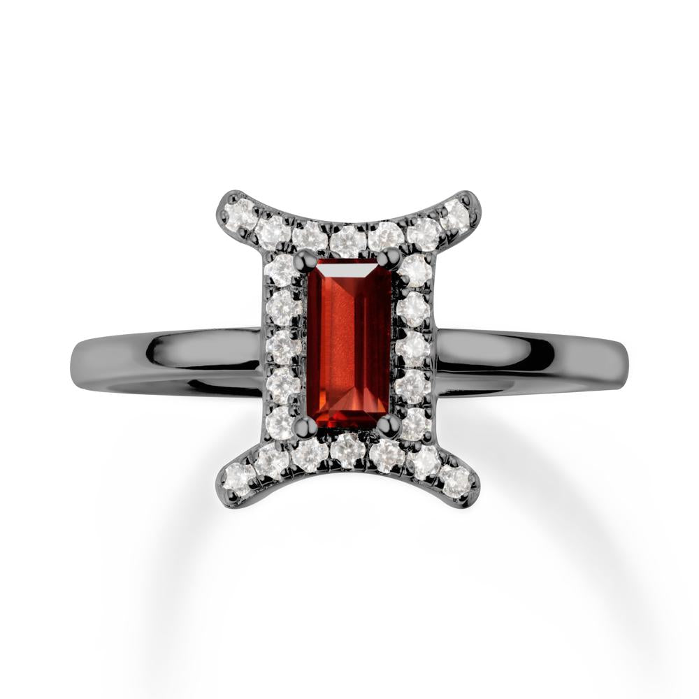 Garnet Gemini Zodiac Halo Ring-Kind & Curious - LUO Jewelry #metal_black finish sterling silver