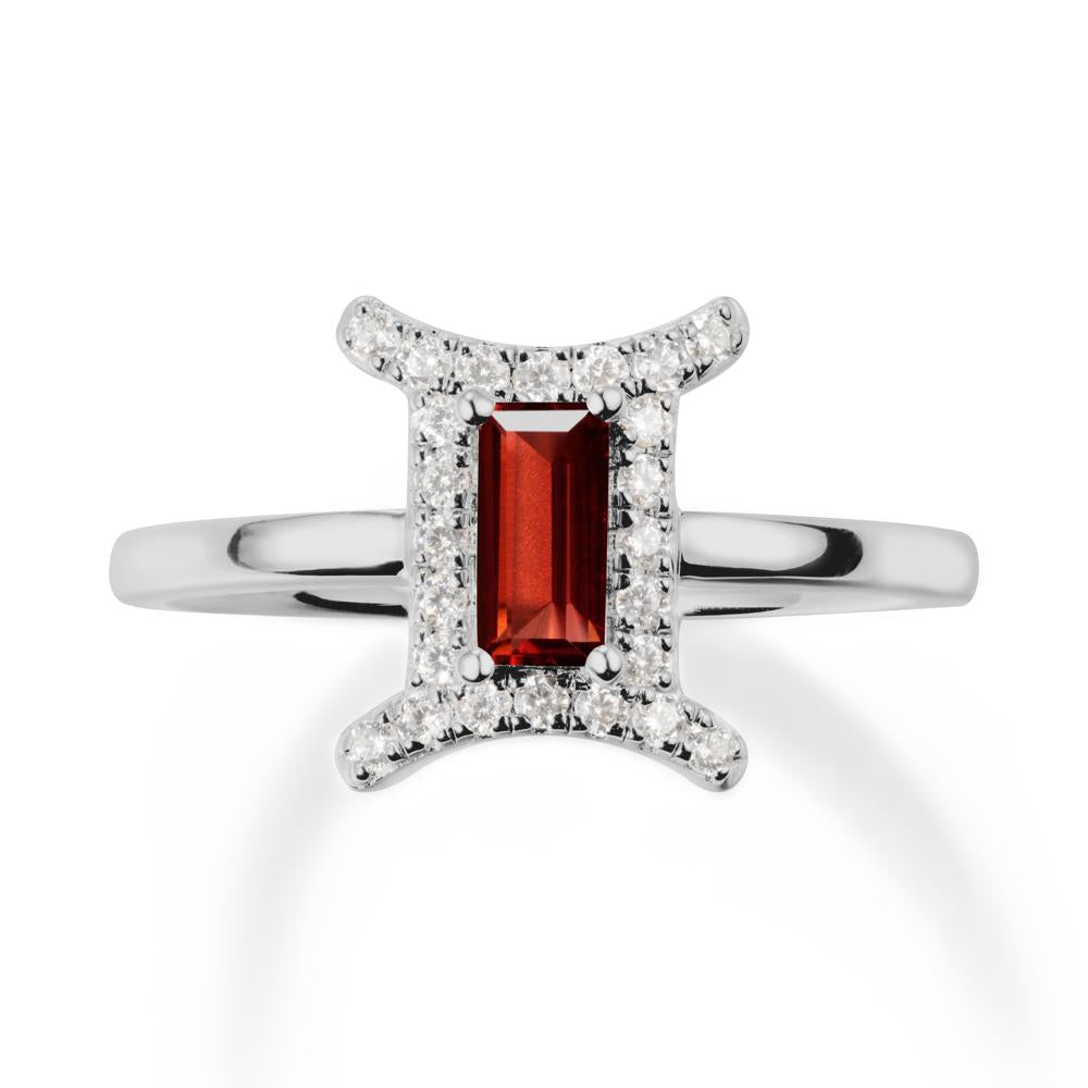 Garnet Gemini Zodiac Halo Ring-Kind & Curious - LUO Jewelry #metal_platinum