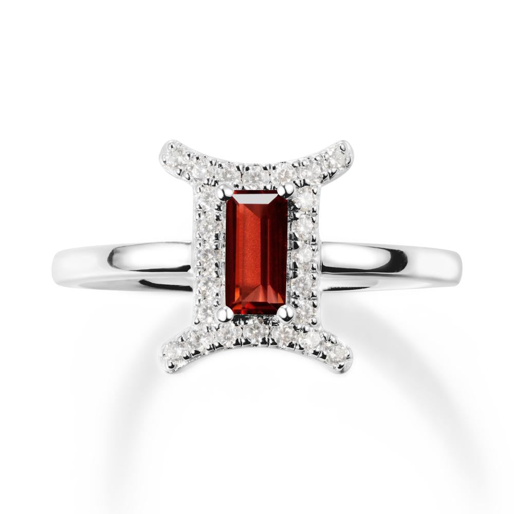Garnet Gemini Zodiac Halo Ring-Kind & Curious - LUO Jewelry #metal_sterling silver