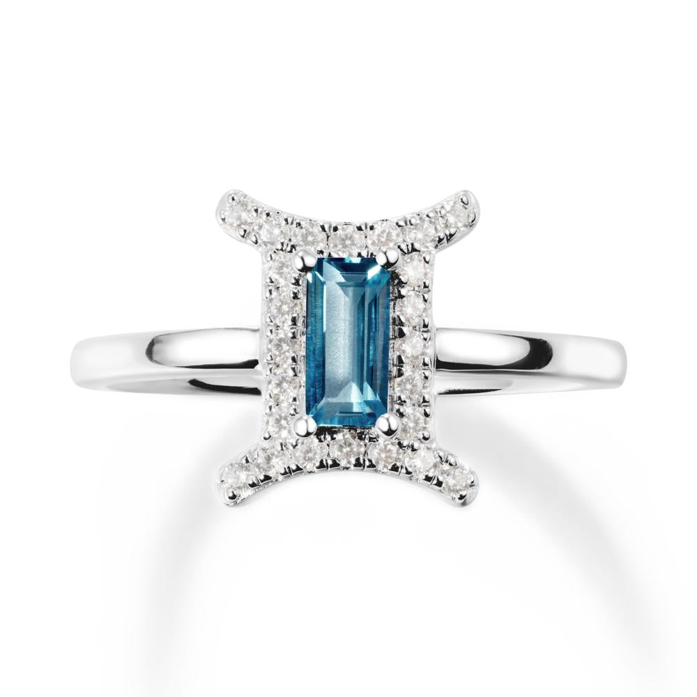 Baguette London Blue Topaz Ring In 14K Yellow Gold - LUO Jewelry #metal_18k white gold