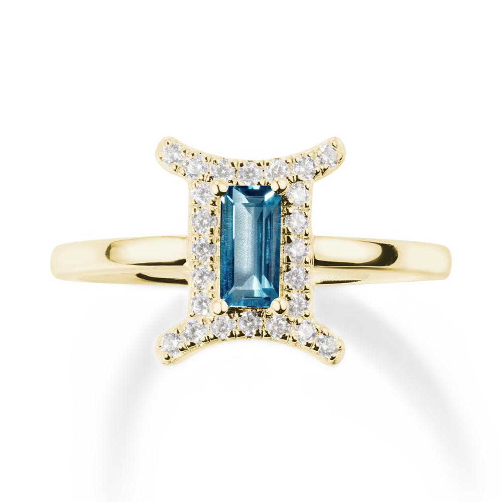 Baguette London Blue Topaz Ring In 14K Yellow Gold - LUO Jewelry #metal_18k yellow gold