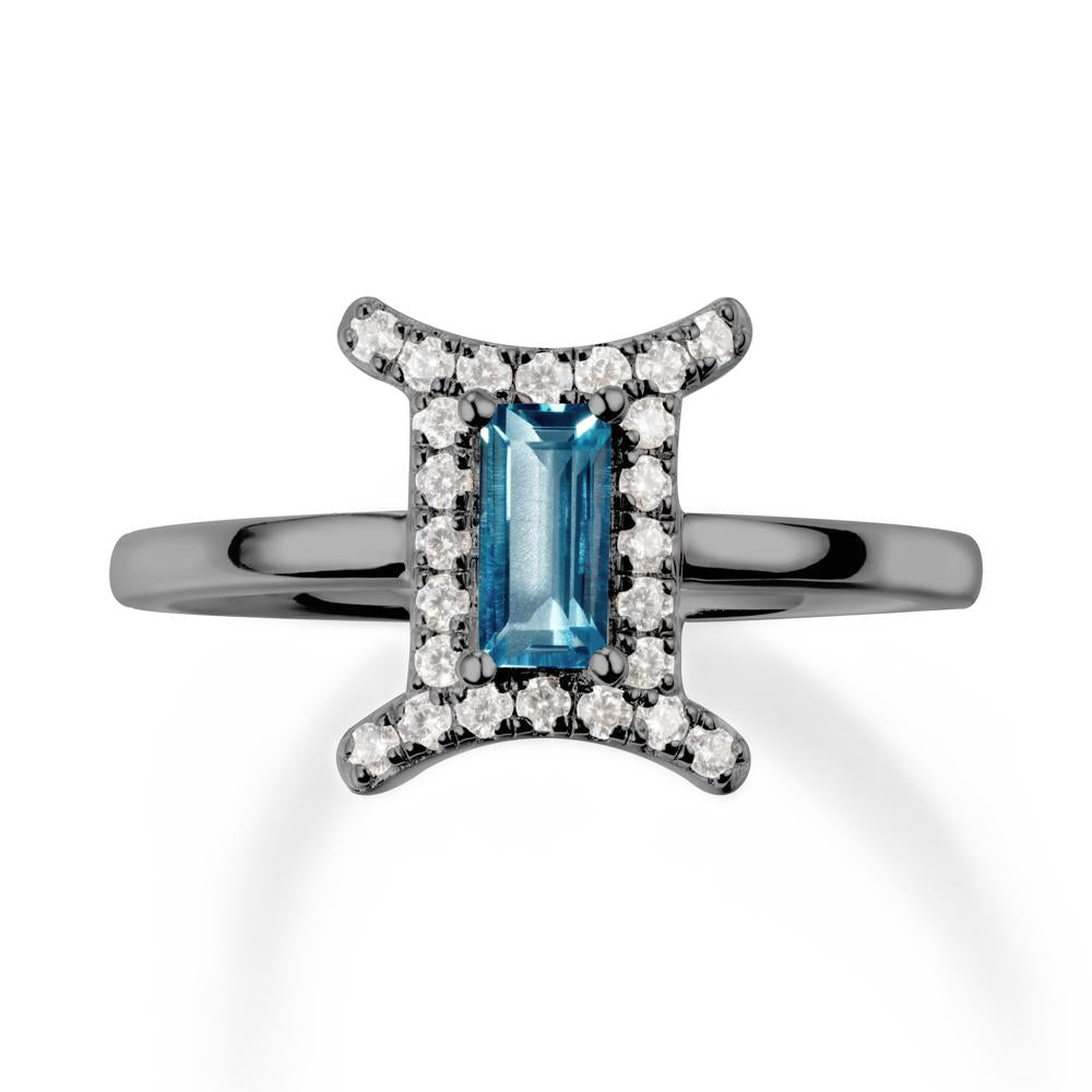 Baguette London Blue Topaz Ring In 14K Yellow Gold - LUO Jewelry #metal_black finish sterling silver