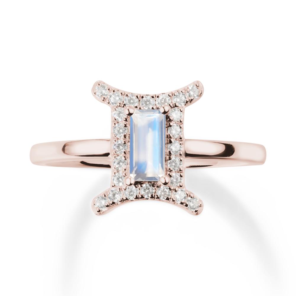 Moonstone Gemini Zodiac Halo Ring-Kind & Curious - LUO Jewelry #metal_14k rose gold