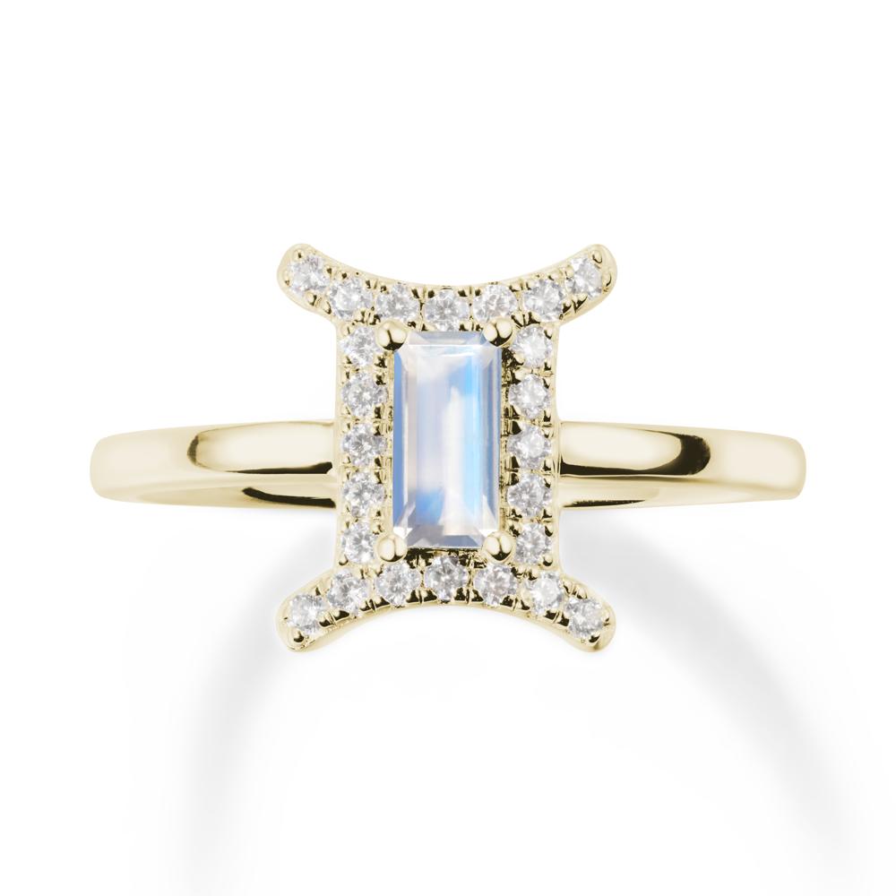 Moonstone Gemini Zodiac Halo Ring-Kind & Curious - LUO Jewelry #metal_14k yellow gold