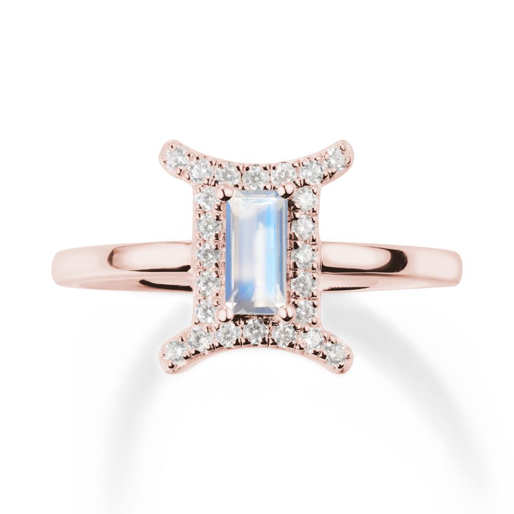 Moonstone Gemini Zodiac Halo Ring-Kind & Curious - LUO Jewelry #metal_18k rose gold