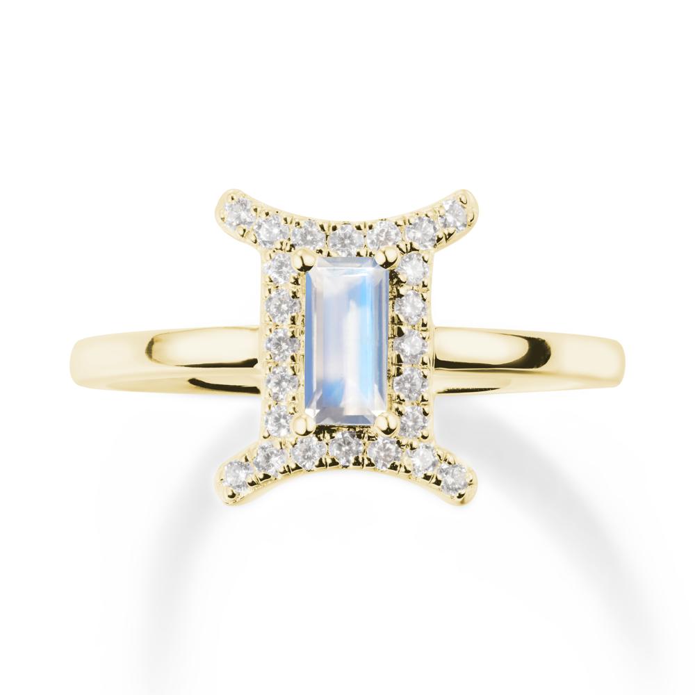 Moonstone Gemini Zodiac Halo Ring-Kind & Curious - LUO Jewelry #metal_18k yellow gold
