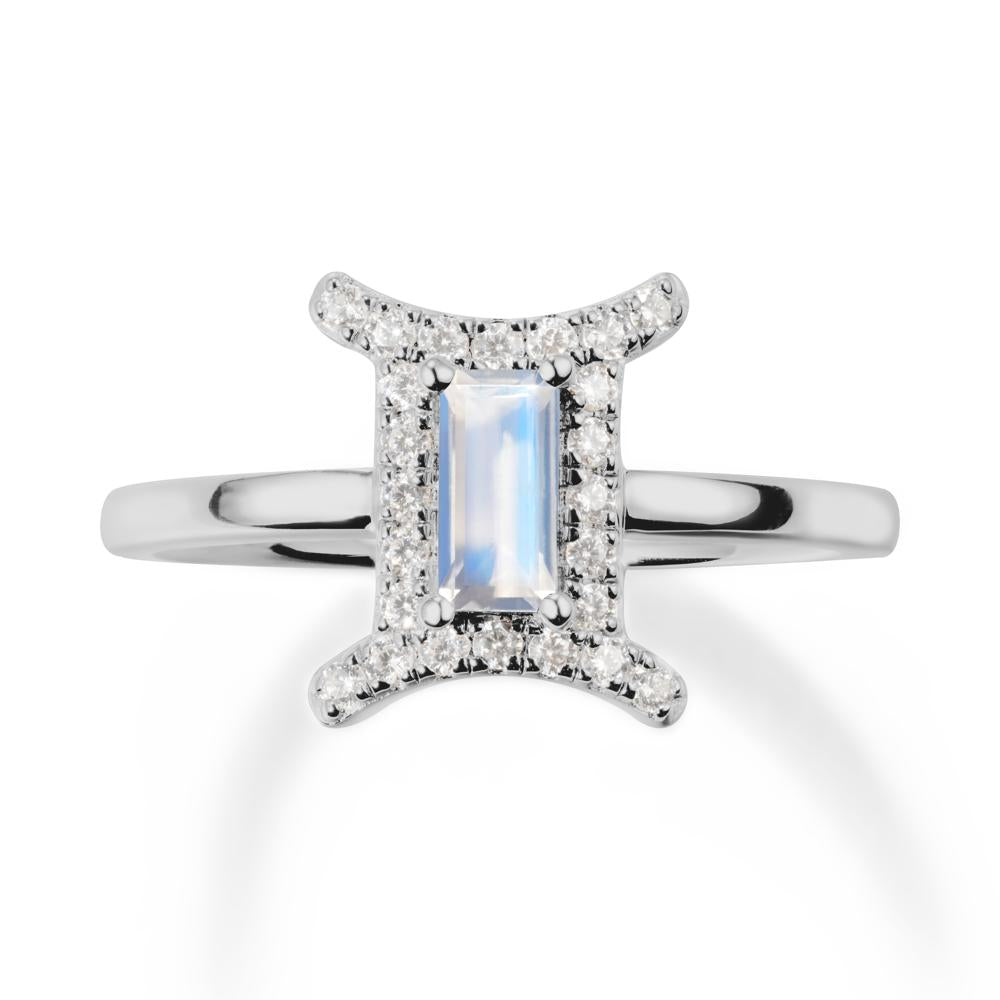 Moonstone Gemini Zodiac Halo Ring-Kind & Curious - LUO Jewelry #metal_platinum