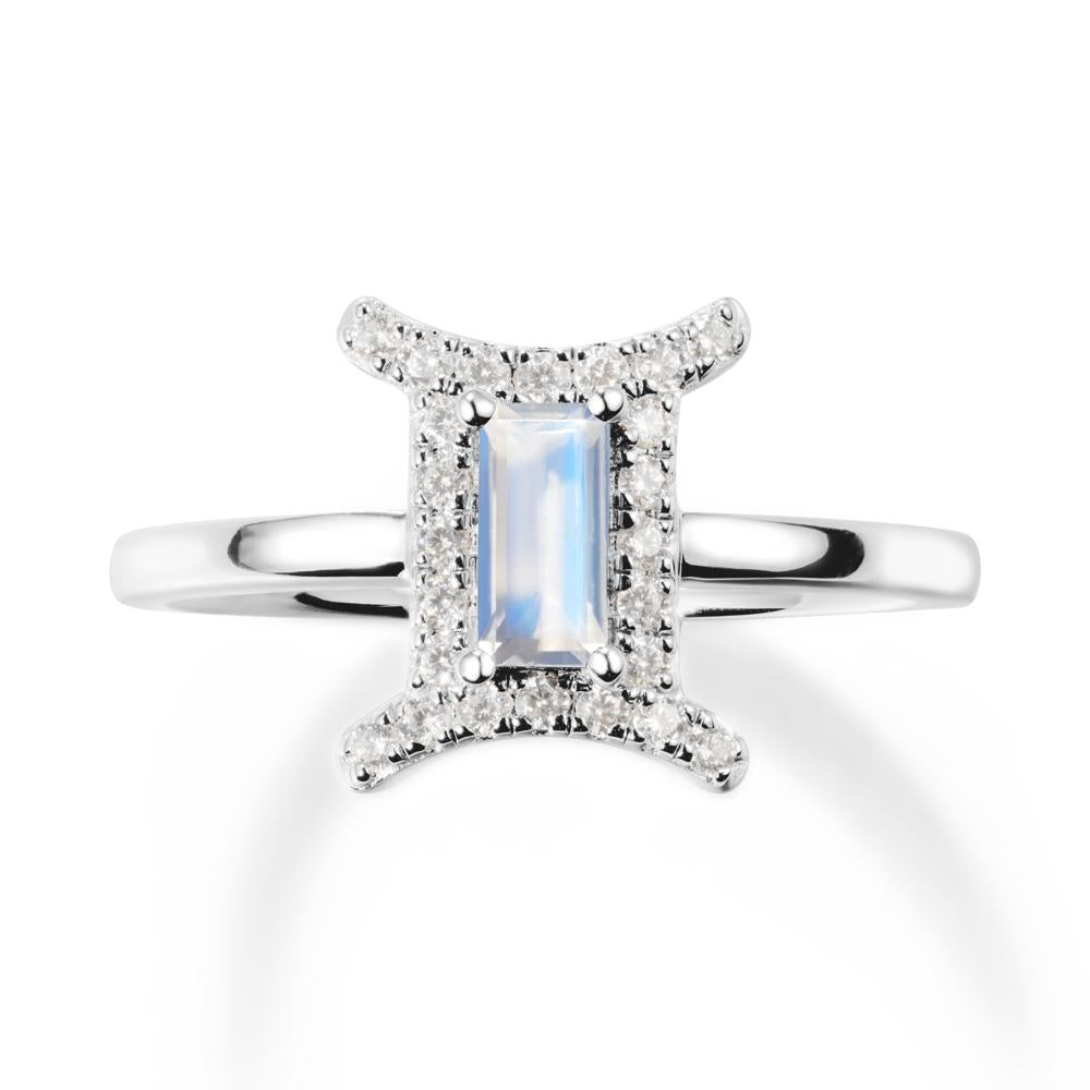 Moonstone Gemini Zodiac Halo Ring-Kind & Curious - LUO Jewelry #metal_sterling silver