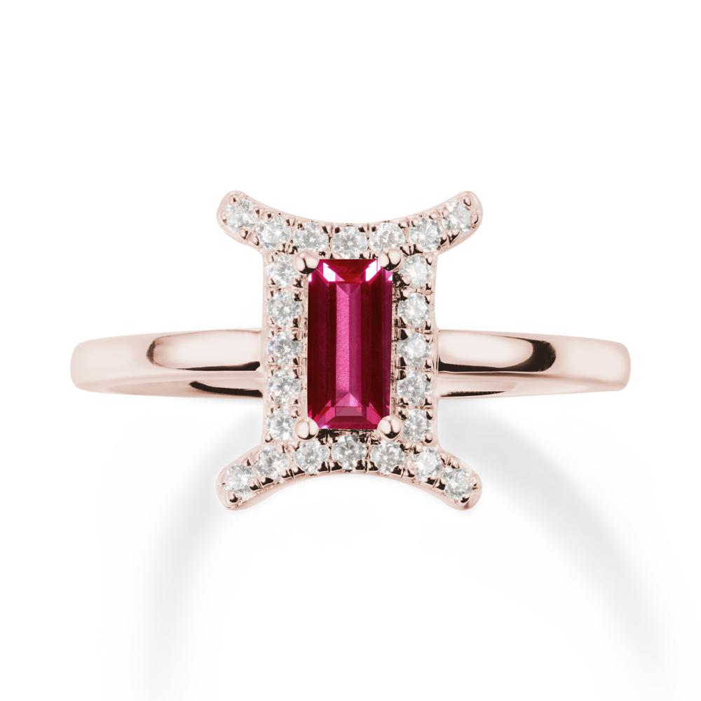 Ruby Gemini Zodiac Halo Ring-Kind & Curious - LUO Jewelry #metal_14k rose gold
