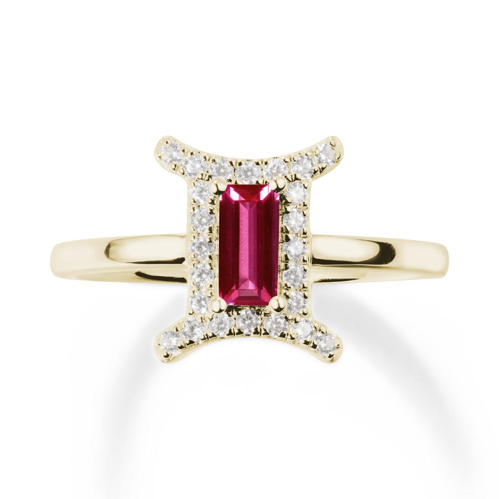 Ruby Gemini Zodiac Halo Ring-Kind & Curious - LUO Jewelry #metal_14k yellow gold