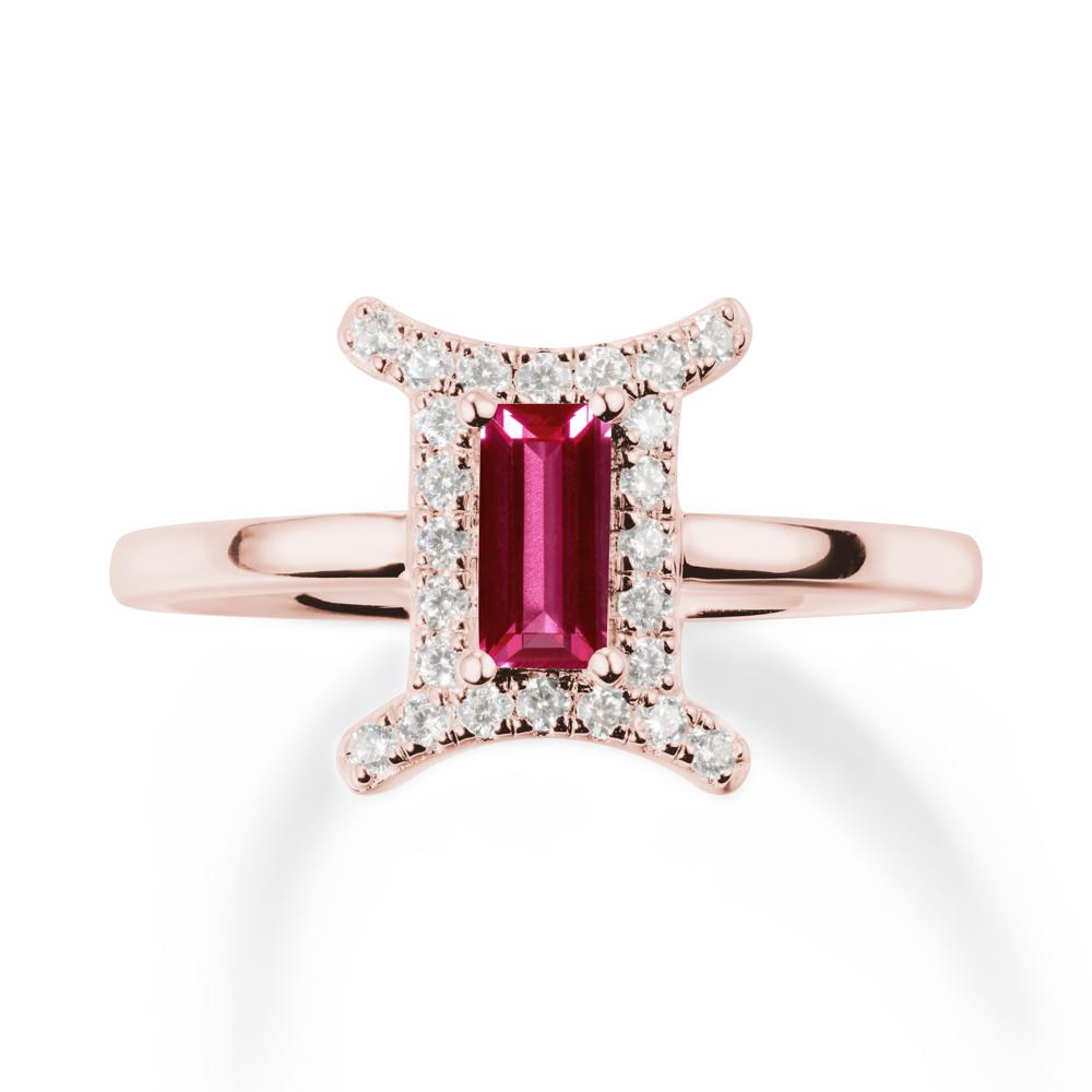 Ruby Gemini Zodiac Halo Ring-Kind & Curious - LUO Jewelry #metal_18k rose gold