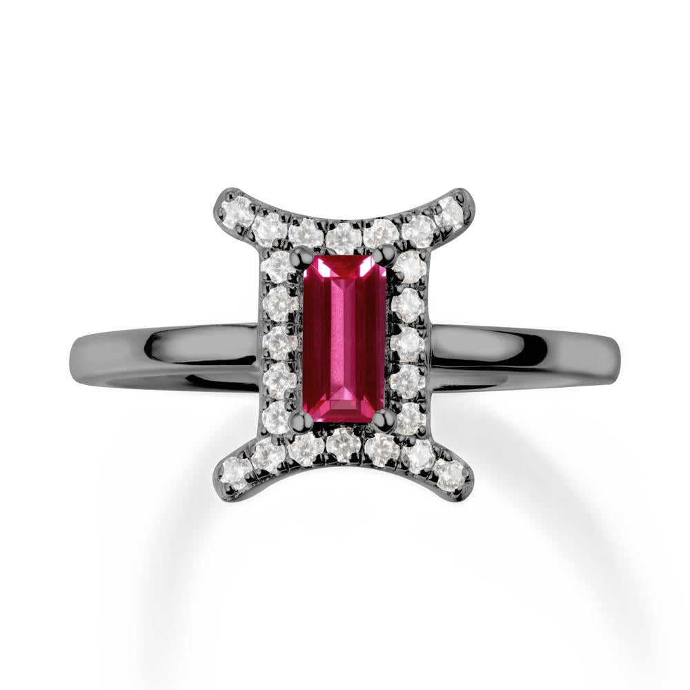 Ruby Gemini Zodiac Halo Ring-Kind & Curious - LUO Jewelry #metal_black finish sterling silver