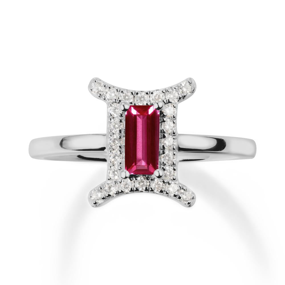 Ruby Gemini Zodiac Halo Ring-Kind & Curious - LUO Jewelry #metal_platinum