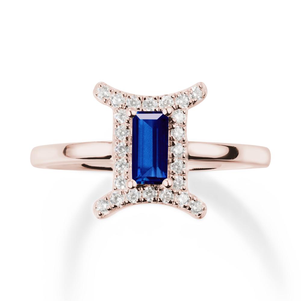 Baguette Sapphire Ring In 14K Yellow Gold - LUO Jewelry #metal_14k rose gold