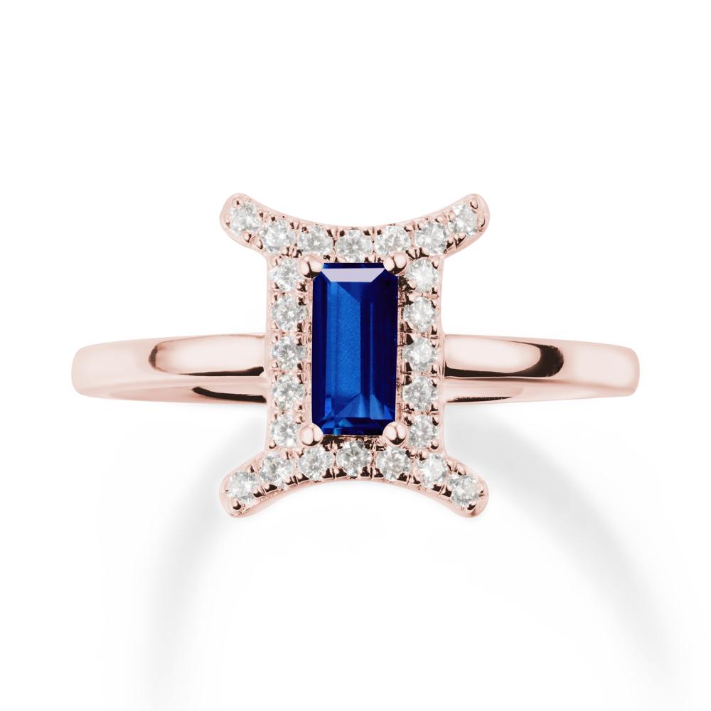 Baguette Sapphire Ring In 14K Yellow Gold - LUO Jewelry #metal_18k rose gold