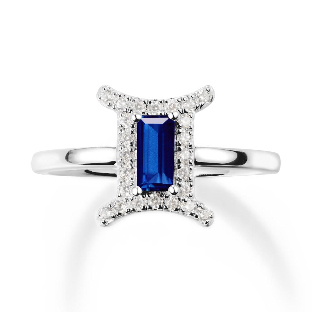 Baguette Sapphire Ring In 14K Yellow Gold - LUO Jewelry #metal_18k white gold