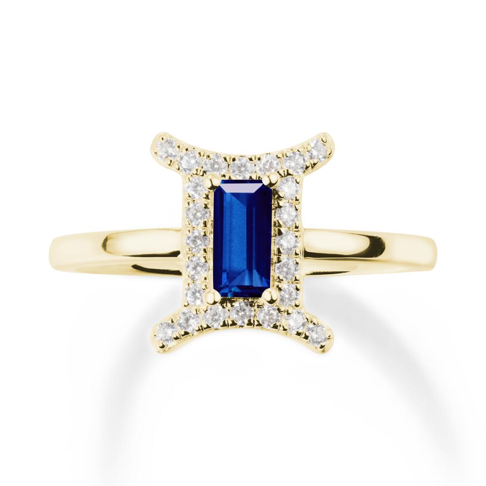 Baguette Sapphire Ring In 14K Yellow Gold - LUO Jewelry #metal_18k yellow gold
