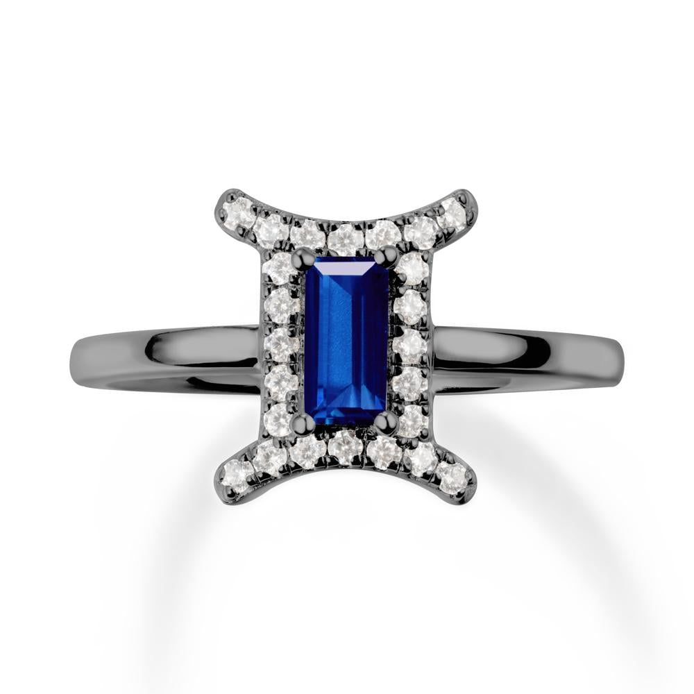 Baguette Sapphire Ring In 14K Yellow Gold - LUO Jewelry #metal_black finish sterling silver