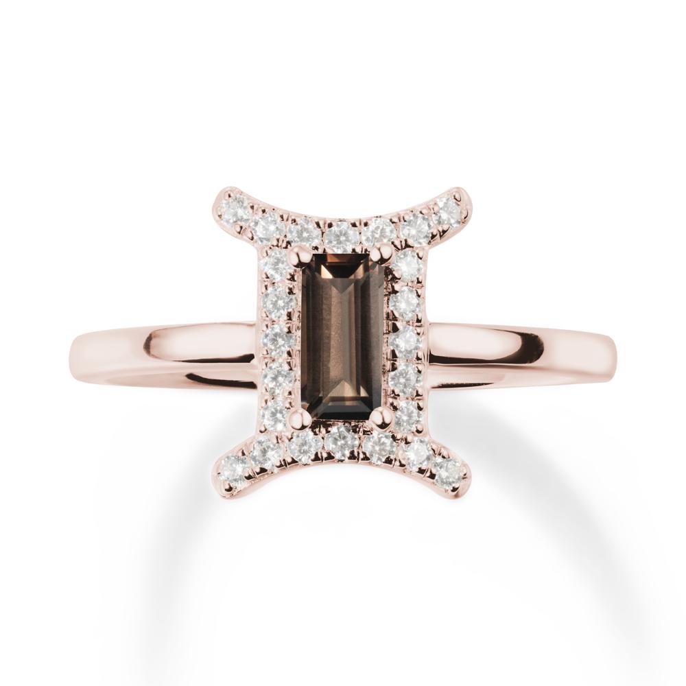 Smoky Quartz Gemini Zodiac Halo Ring-Kind & Curious - LUO Jewelry #metal_14k rose gold