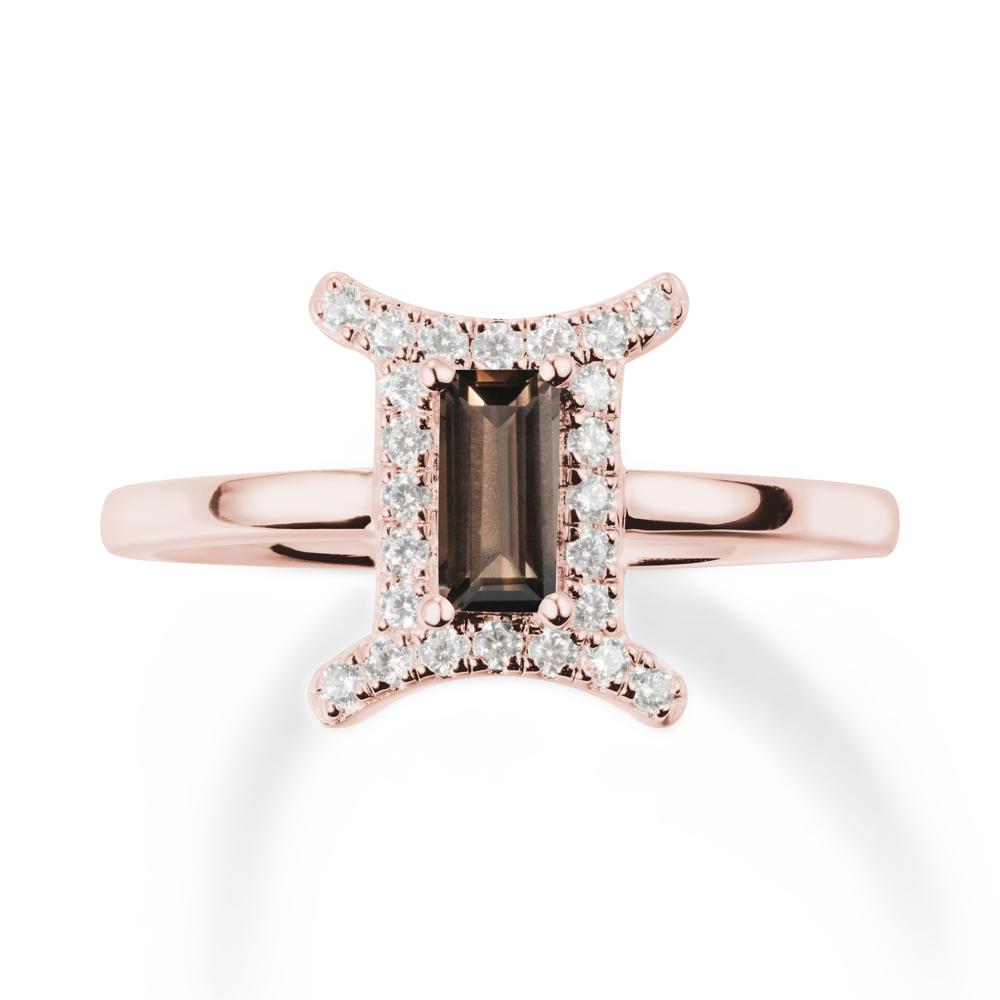 Smoky Quartz Gemini Zodiac Halo Ring-Kind & Curious - LUO Jewelry #metal_18k rose gold