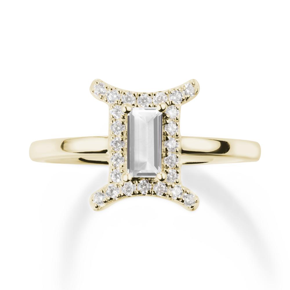 Baguette White Topaz Ring In 14K Yellow Gold - LUO Jewelry #metal_14k yellow gold