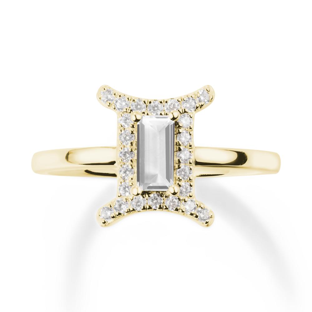 Baguette White Topaz Ring In 14K Yellow Gold - LUO Jewelry #metal_18k yellow gold