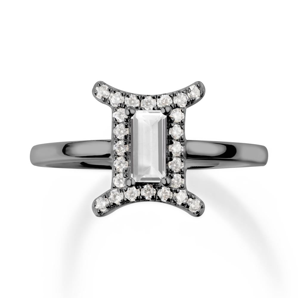 Baguette White Topaz Ring In 14K Yellow Gold - LUO Jewelry #metal_black finish sterling silver