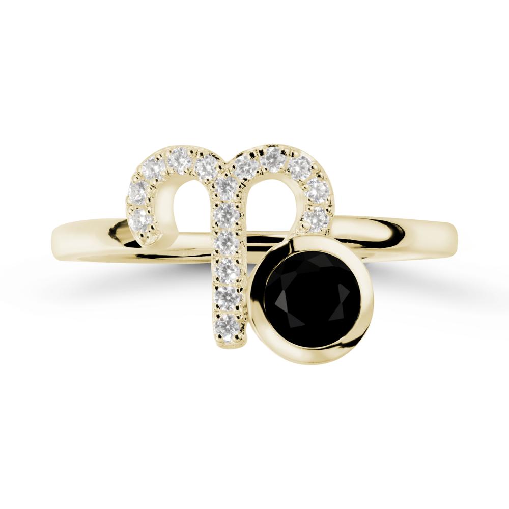 Unique Round Black Spinel Ring In Sterlling Silver - LUO Jewelry #metal_14k yellow gold