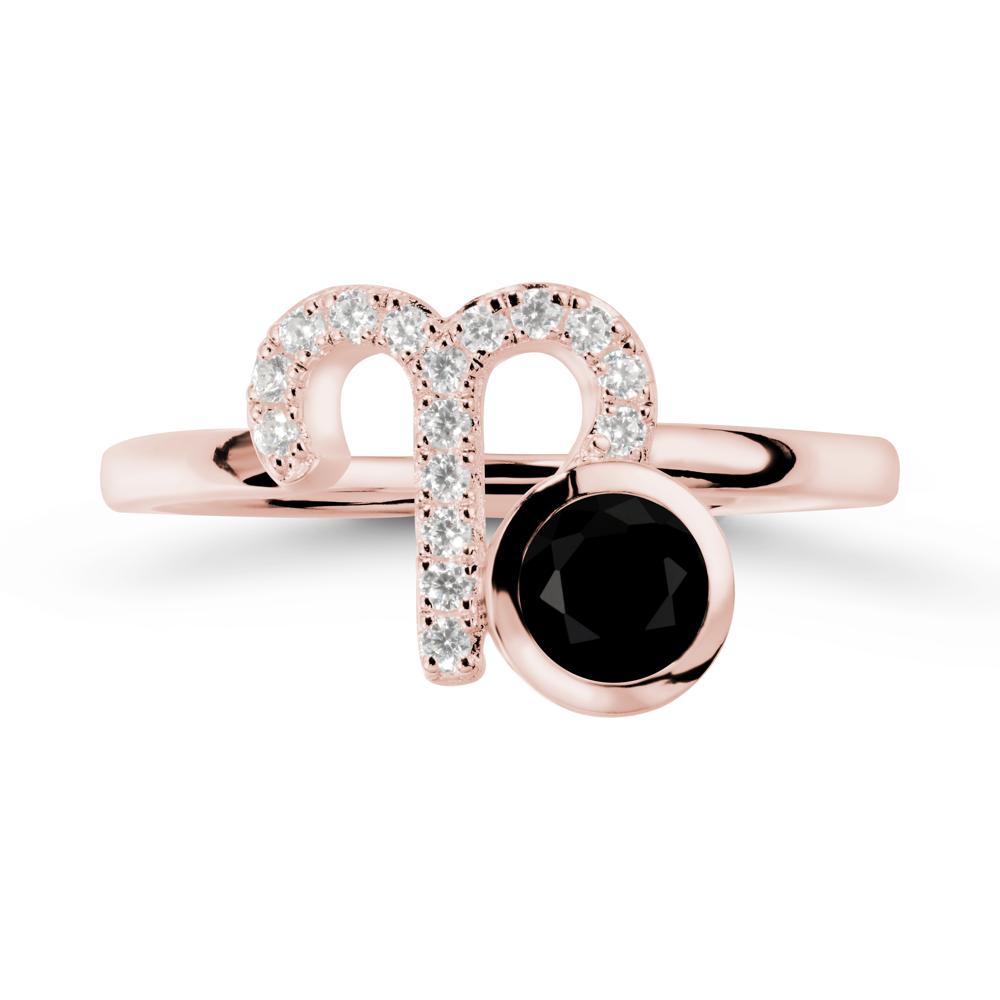 Unique Round Black Spinel Ring In Sterlling Silver - LUO Jewelry #metal_18k rose gold