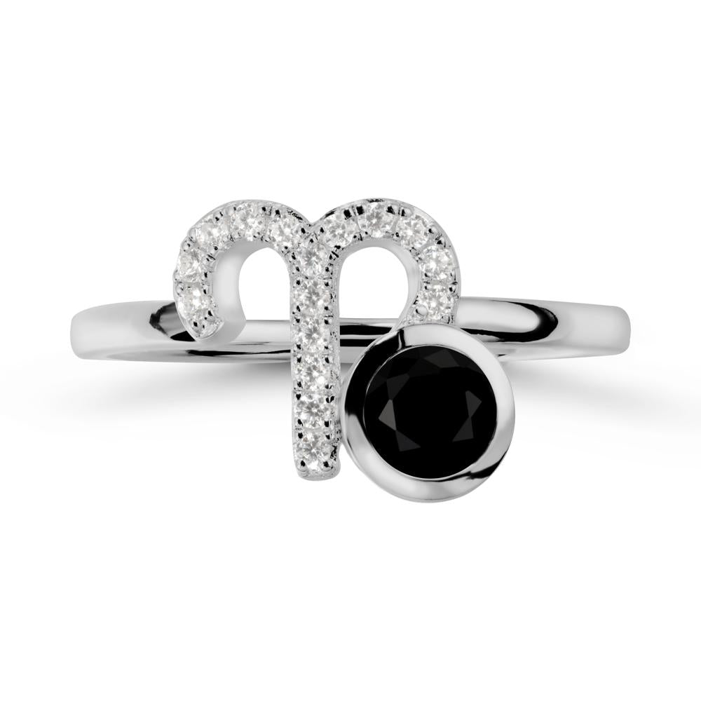 Unique Round Black Spinel Ring In Sterlling Silver - LUO Jewelry #metal_platinum