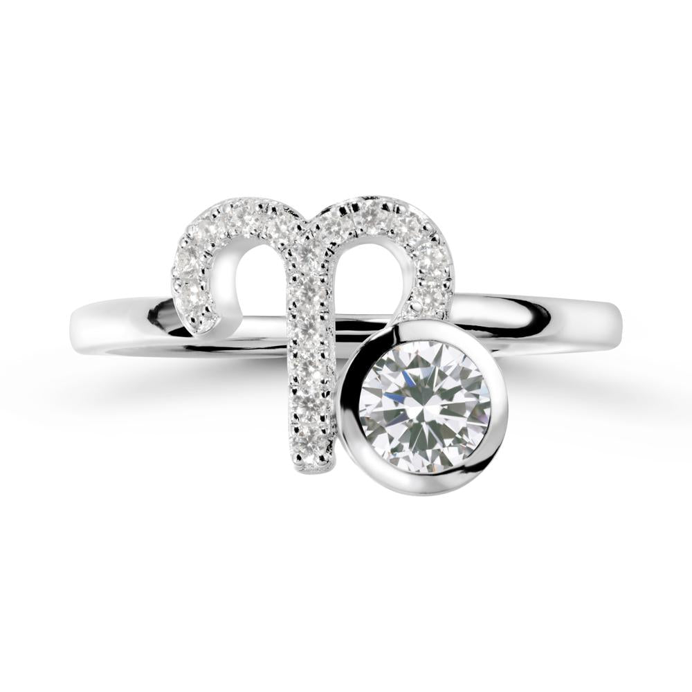 Unique Round Cubic Zirconia Ring In Sterlling Silver - LUO Jewelry #metal_14k white gold