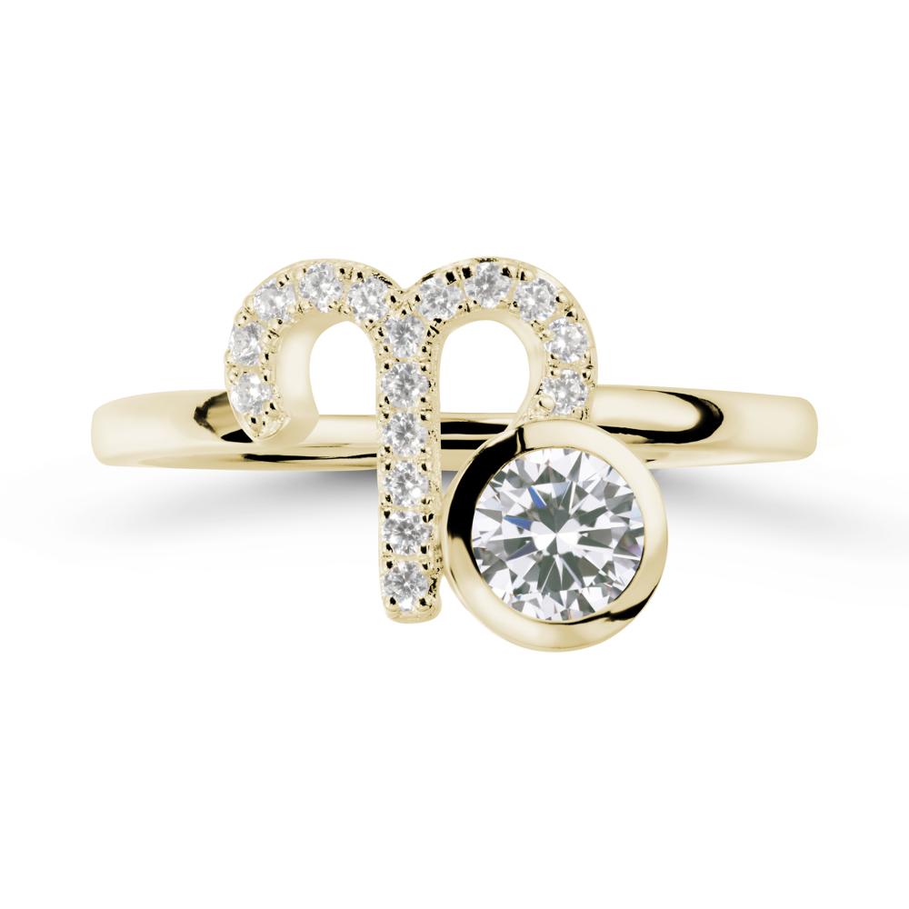 Unique Round Cubic Zirconia Ring In Sterlling Silver - LUO Jewelry #metal_14k yellow gold