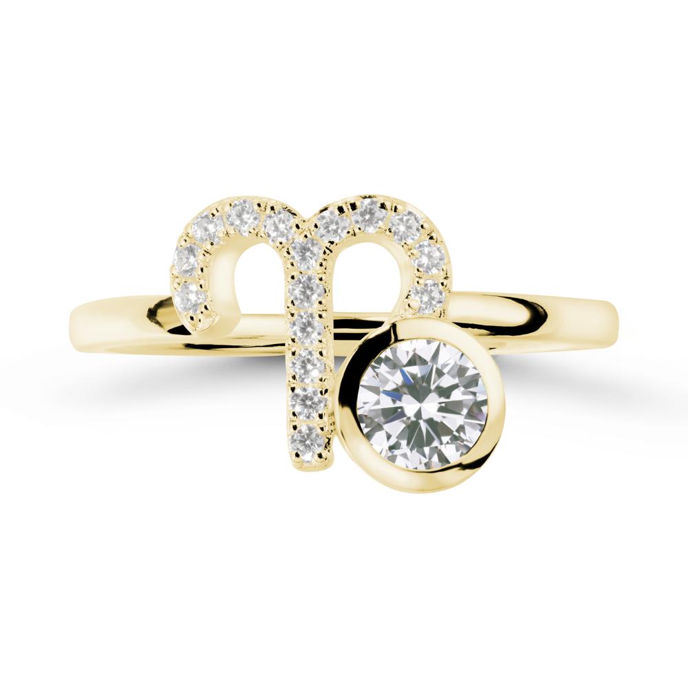 Unique Round Cubic Zirconia Ring In Sterlling Silver - LUO Jewelry #metal_18k yellow gold