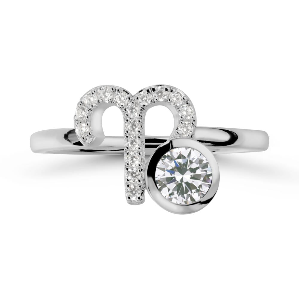 Unique Round Cubic Zirconia Ring In Sterlling Silver - LUO Jewelry #metal_platinum