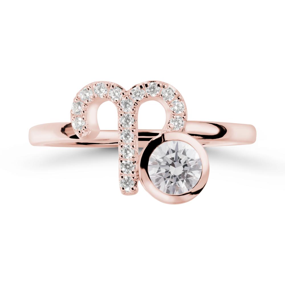Round Diamond Aries Zodiac Ring-Bold & Ambitious - LUO Jewelry #metal_18k rose gold