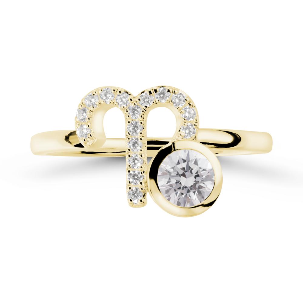 Round Diamond Aries Zodiac Ring-Bold & Ambitious - LUO Jewelry #metal_18k yellow gold